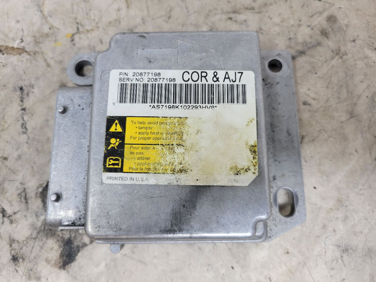 2011 CORVETTE SRS CRASH MODULE 20877198 27973 - image 1