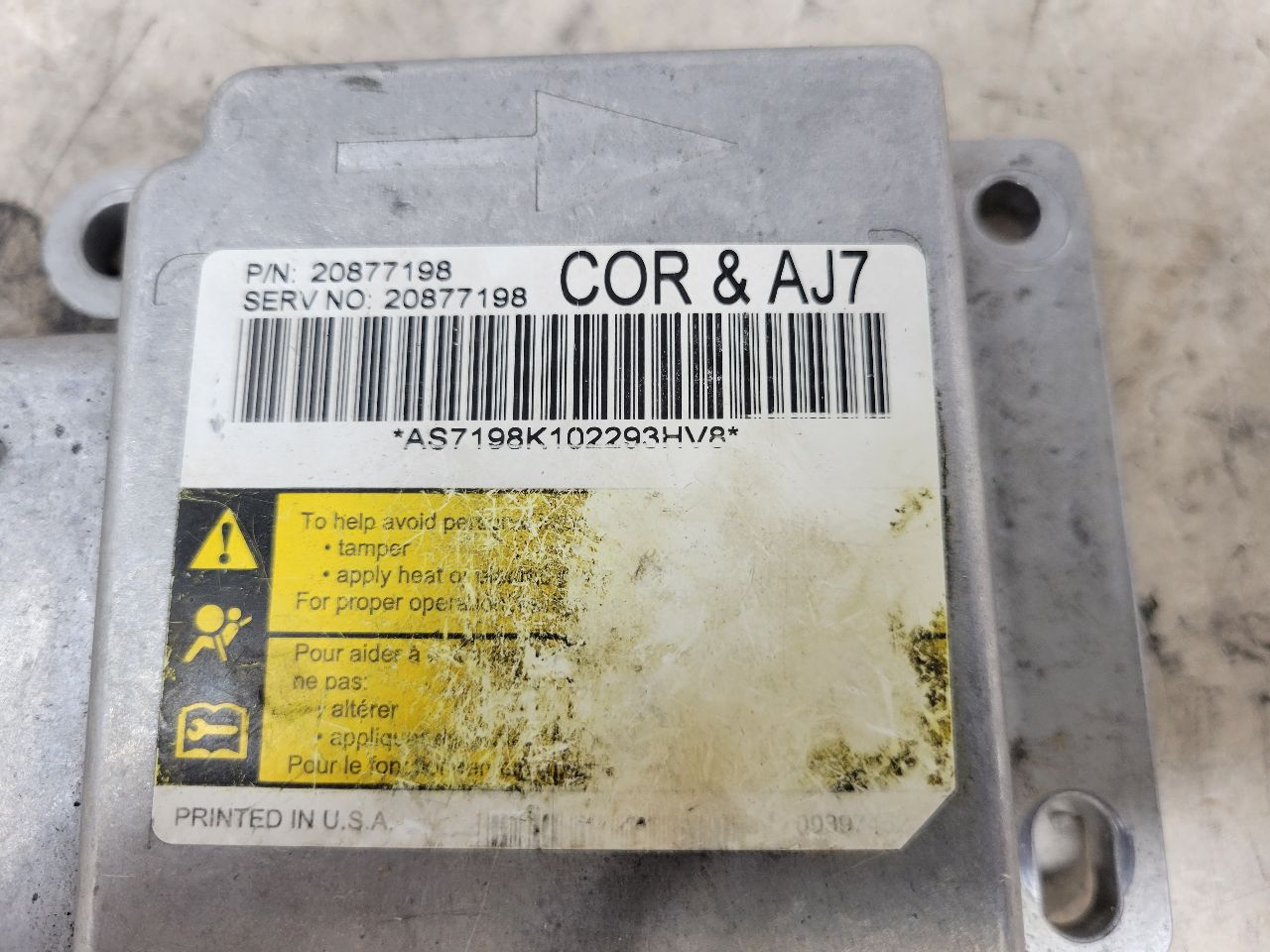 2011 CORVETTE SRS CRASH MODULE 20877198 27973 - image 10