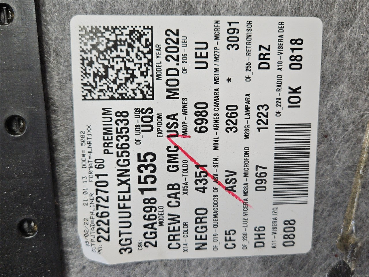 2022 SIERRA OEM BLACK SUEDE HEADLINER CREWCAB 33301 - image 3