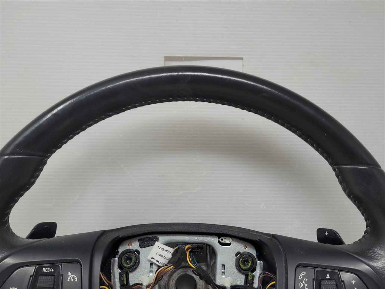Used OEM 2012-2015 CAMARO LEATHER STEERING WHEEL SHIFT PADDLES BLACK, actual item photo 2