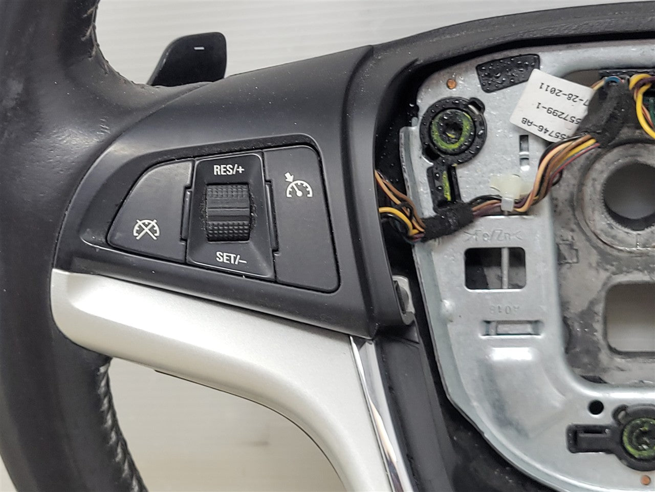 Used OEM 2012-2015 CAMARO LEATHER STEERING WHEEL SHIFT PADDLES BLACK, actual item photo 4