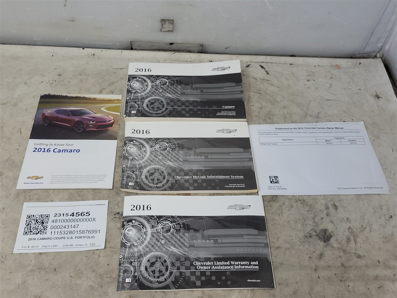 Used OEM 2016 CAMARO OWNERS MANUAL, actual item photo 1