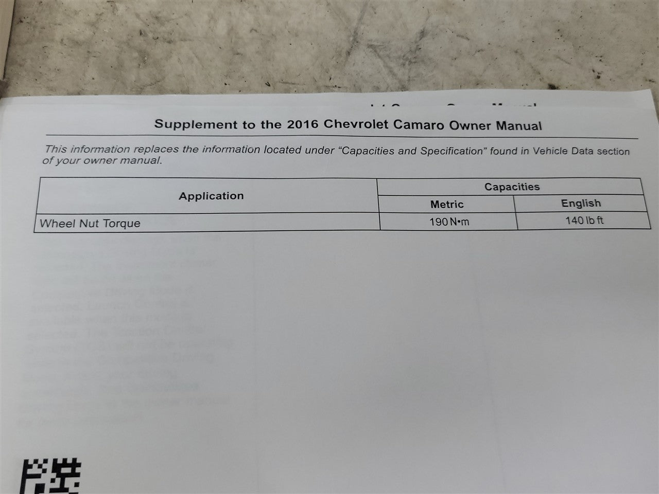 Used OEM 2016 CAMARO OWNERS MANUAL, actual item photo 2