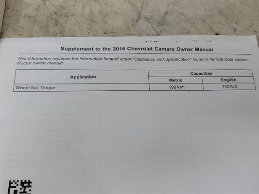 Used OEM 2016 CAMARO OWNERS MANUAL, actual item photo 2