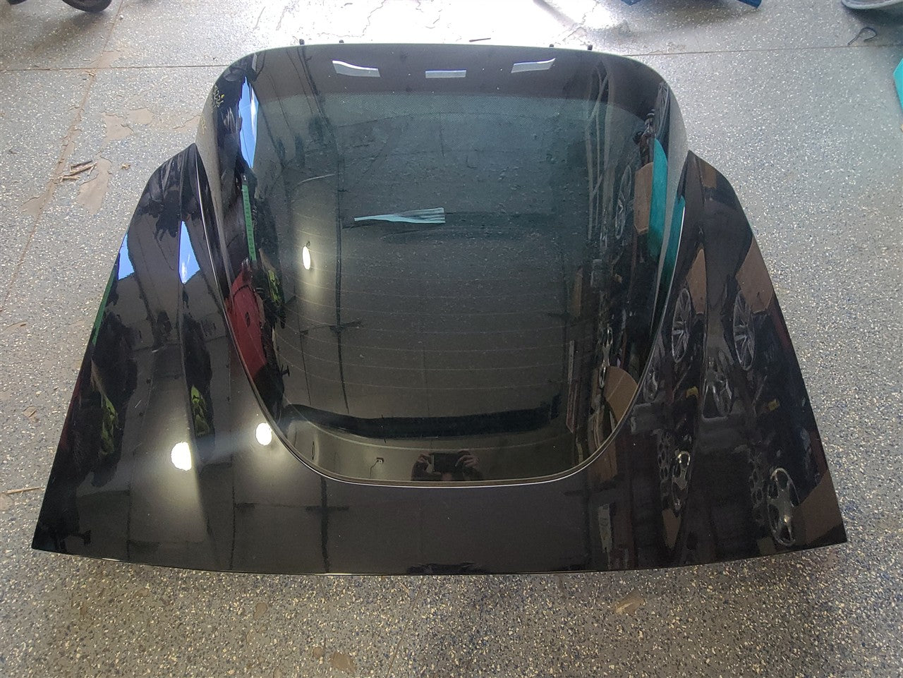 Used OEM 2005-2013 CORVETTE C6 REAR DECKLID WITH GLASS BLACK, actual item photo 1
