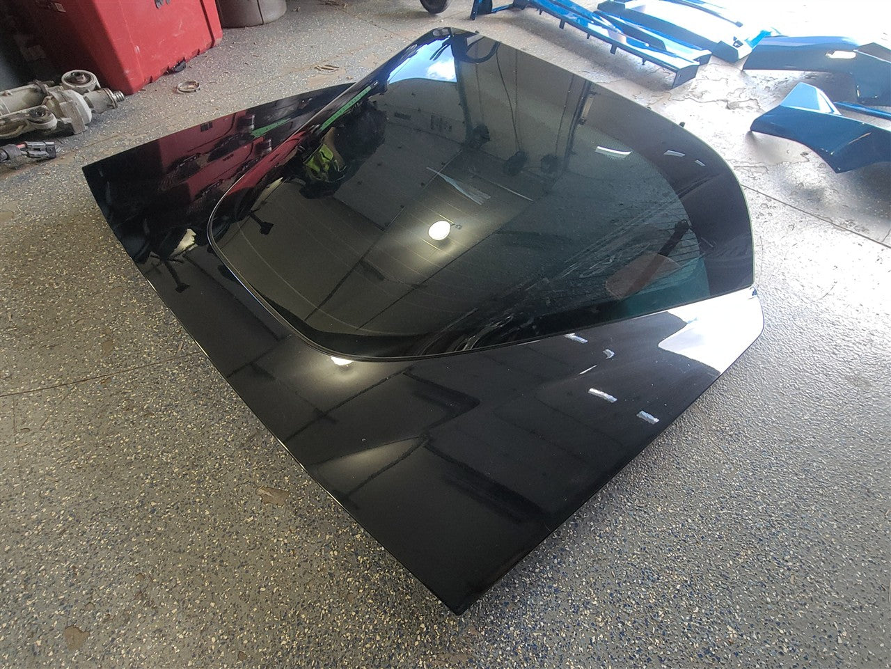 Used OEM 2005-2013 CORVETTE C6 REAR DECKLID WITH GLASS BLACK, actual item photo 3
