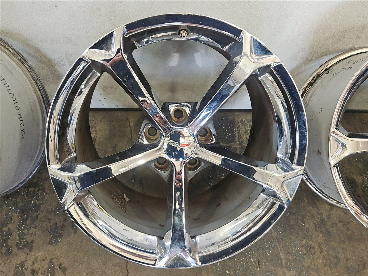 Used OEM 2010-2013 CORVETTE C6 GRAND SPORT OEM WHEELS CHROME 18X9 5, actual item photo 8