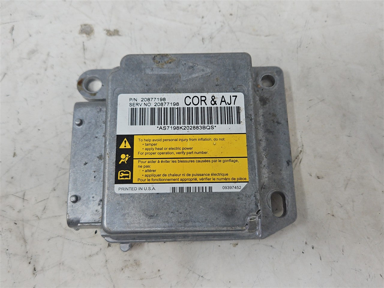 Used OEM 2007-2011 CORVETTE C6 SRS CRASH MODULE 20877198, actual item photo 5