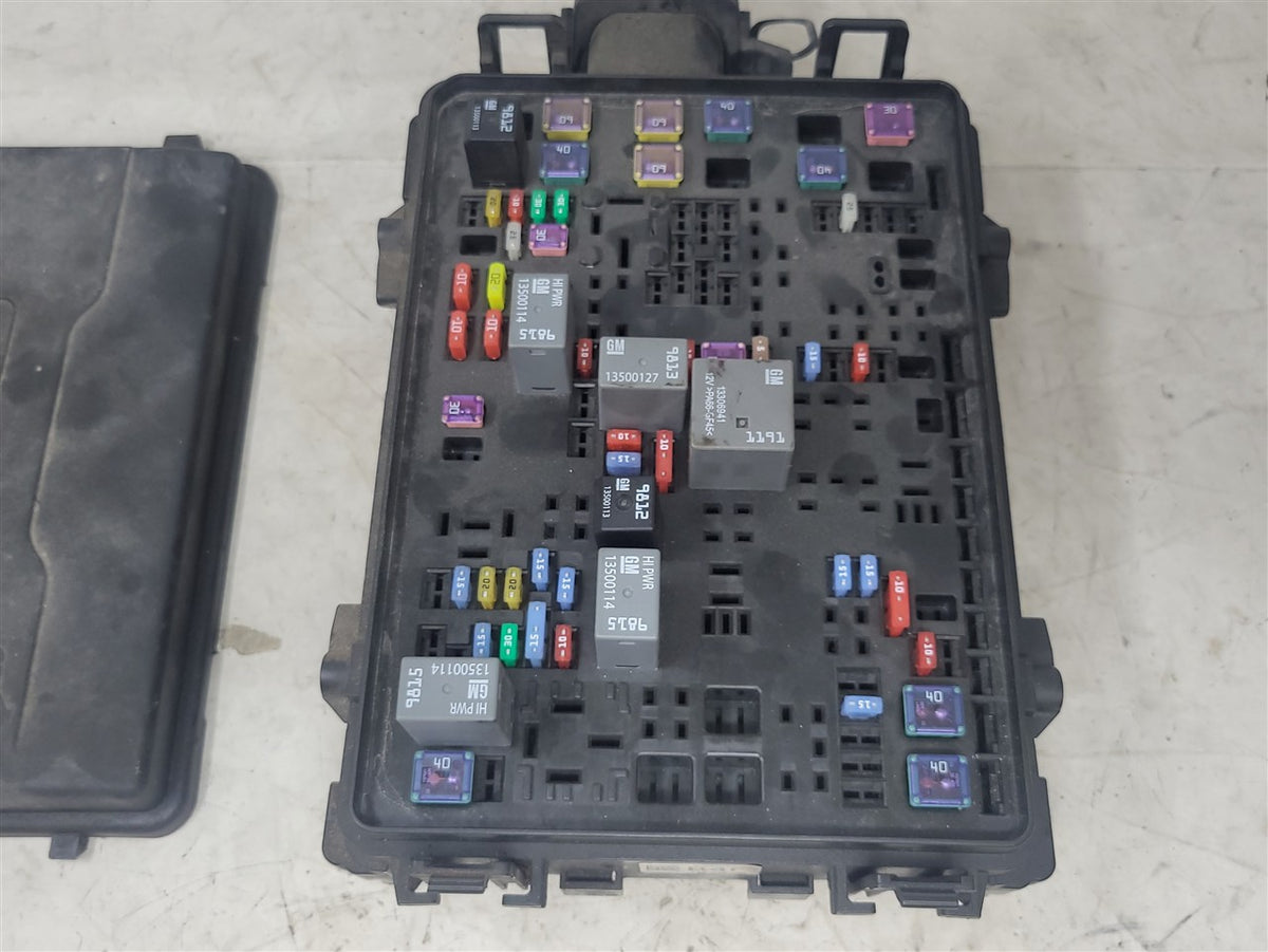 Used OEM 2014-2017 SIERRA SILVERADO ENGINE BAY FUSE BOX WITH LID, actual item photo 3