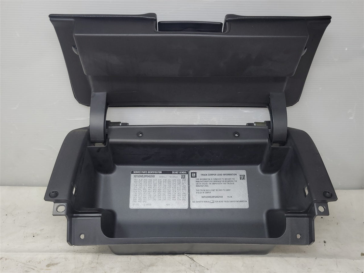 Used OEM 2014-2019 SIERRA SILVERADO UPPER GLOVE BOX BLACK 23115091, actual item photo 5