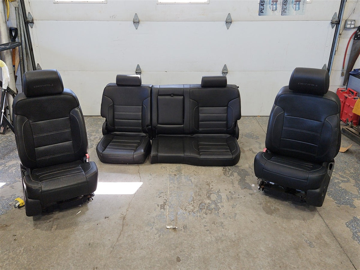 Used OEM 2015 SIERRA DENALI 1500 FRONT AND SECOND ROW BLACK LEATHER, actual item photo 1