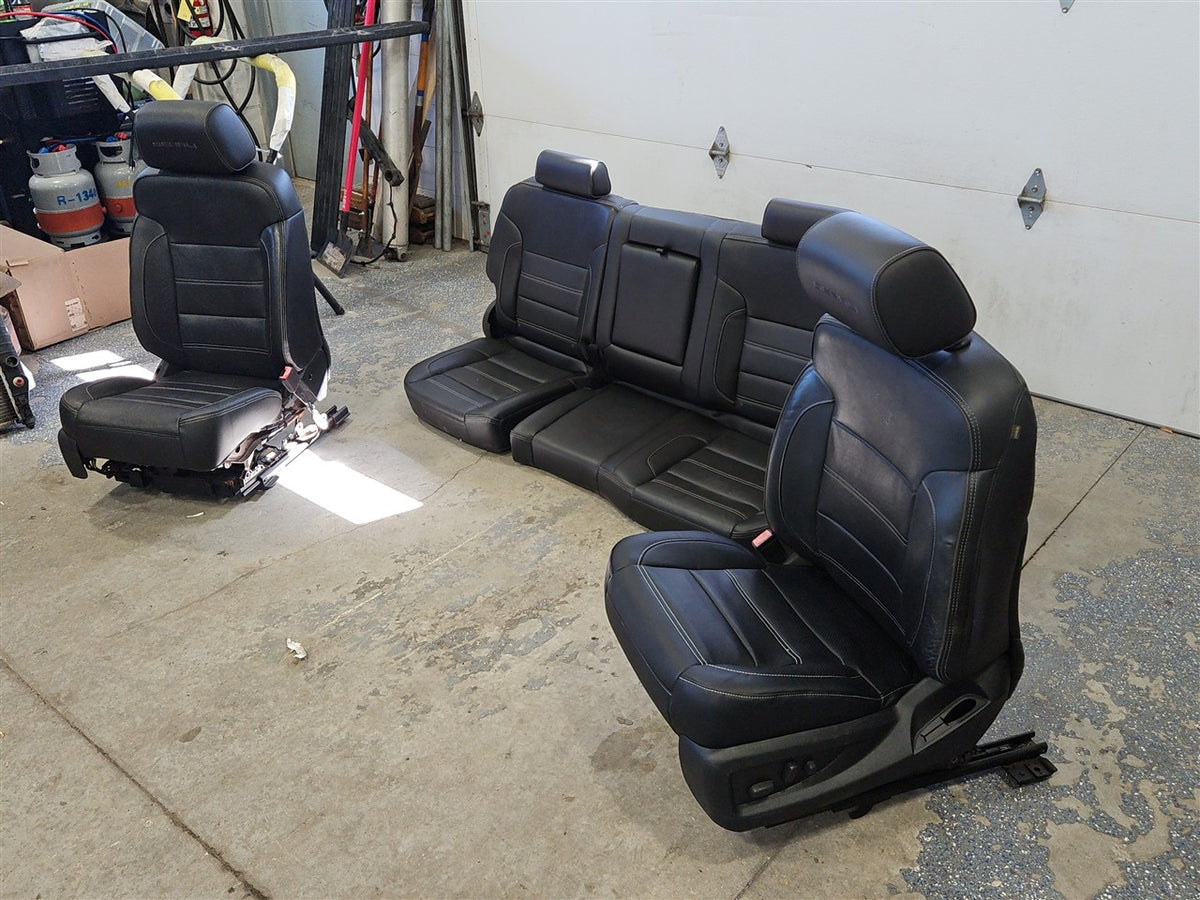 Used OEM 2015 SIERRA DENALI 1500 FRONT AND SECOND ROW BLACK LEATHER, actual item photo 2