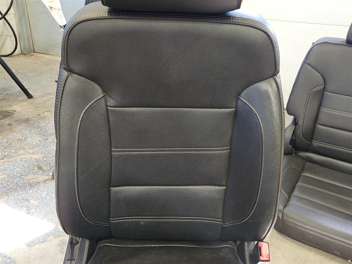 Used OEM 2015 SIERRA DENALI 1500 FRONT AND SECOND ROW BLACK LEATHER, actual item photo 14