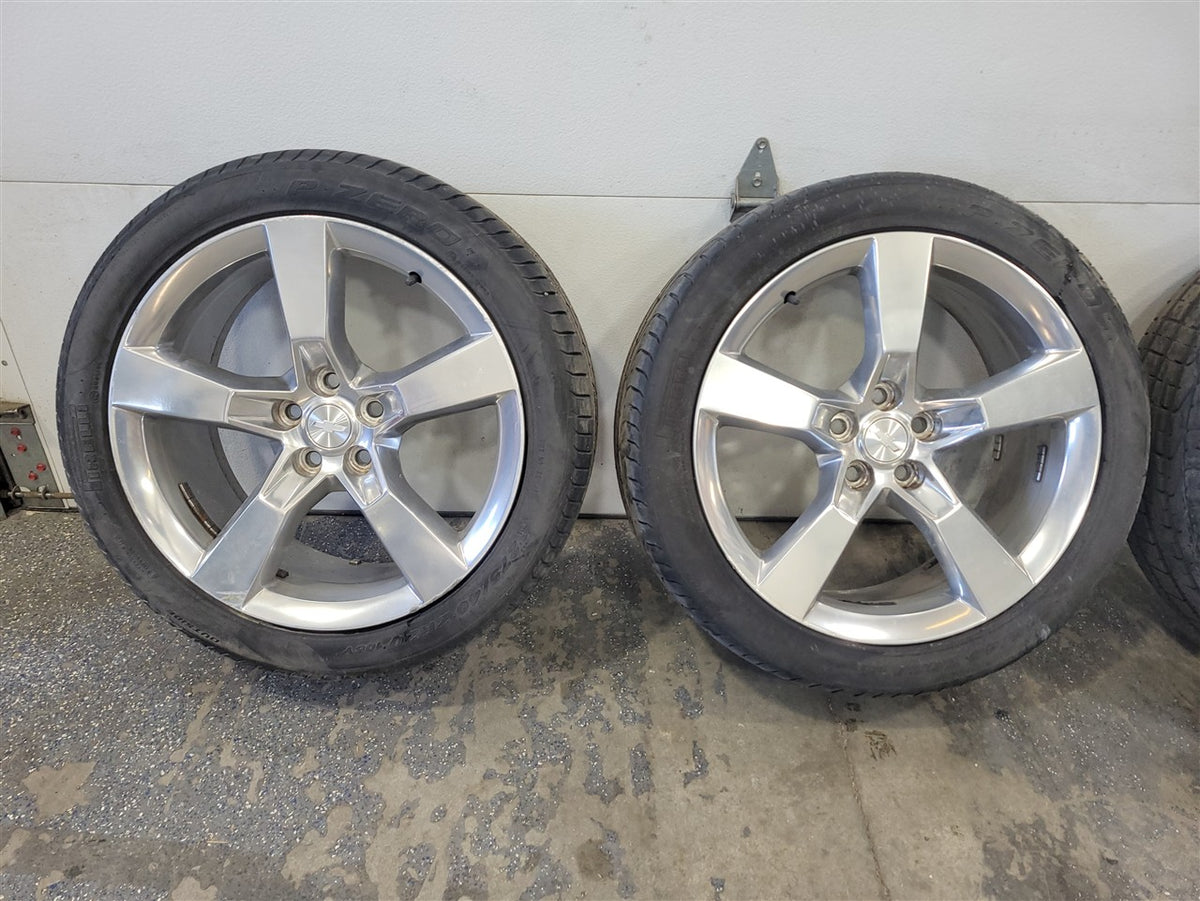 Used OEM 2010-2015 CAMARO SS 20 IN WHEELS AND PZERO TIRES SILVER 245/45R20 FRONT 275/40R20 REAR, actual item photo 2