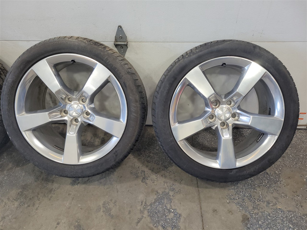 Used OEM 2010-2015 CAMARO SS 20 IN WHEELS AND PZERO TIRES SILVER 245/45R20 FRONT 275/40R20 REAR, actual item photo 8